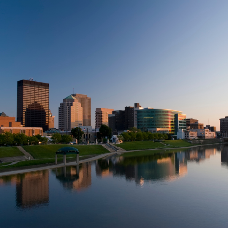 A cityscape view of Dayton, Ohio